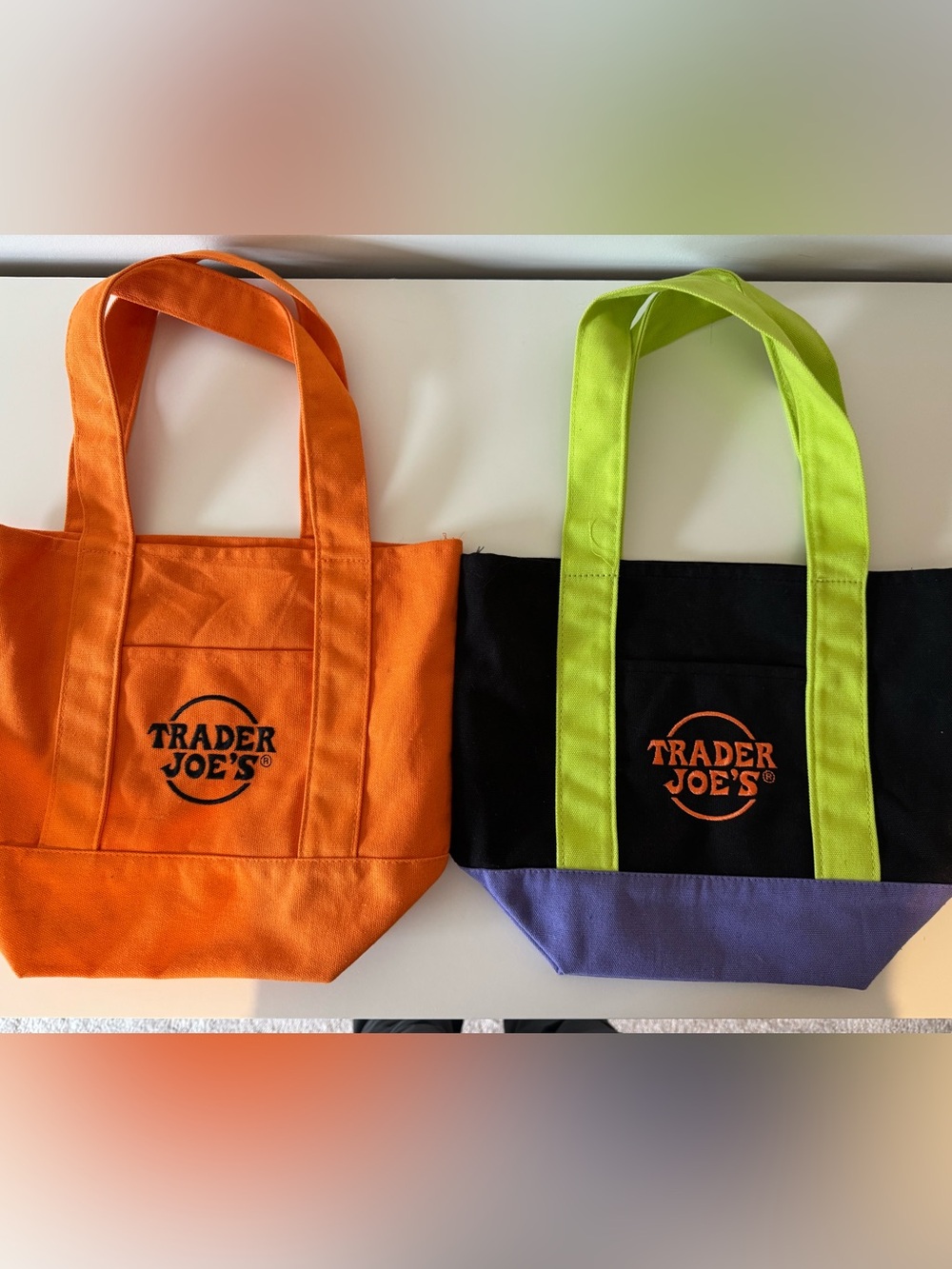 Canvas Colorblock Tote — Orange, Neon Green & Black